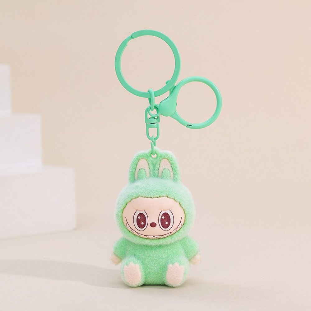 New Popular Hot! mini green Mocha bunny Labubu Baby keychain dangeler figure